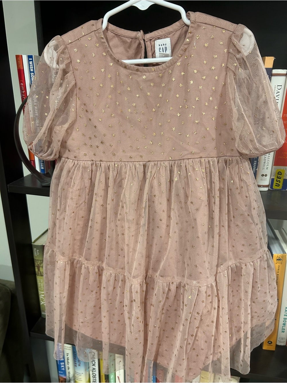 GAP Girls Blush Pink Tulle Dress with Gold Star Accents